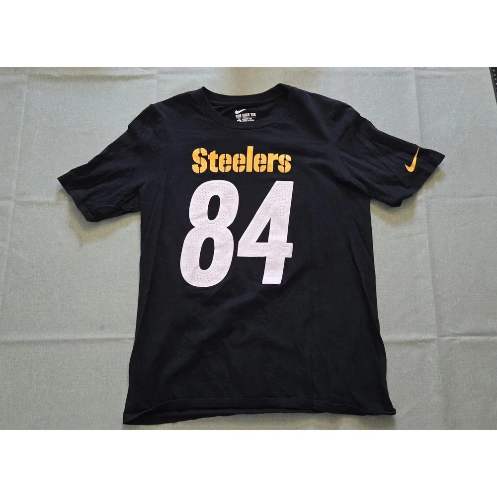 NIKE Dri Fit Pittsburgh Steelers NFL Black Tshirt ANTONIO BROWN #84 Men's L